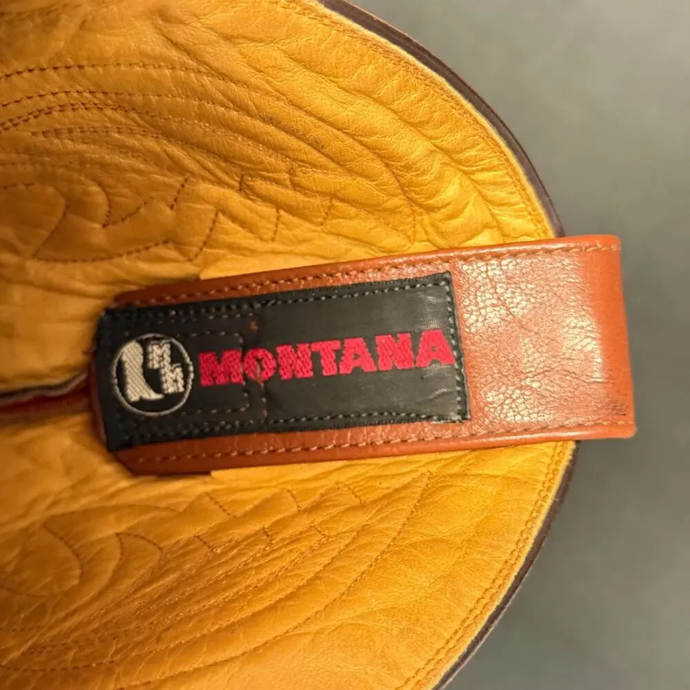 MONTANA MEN TOP QUALITY WESTERN OSTRICH & LEATHER WESTERN cowboy BOOTS us8